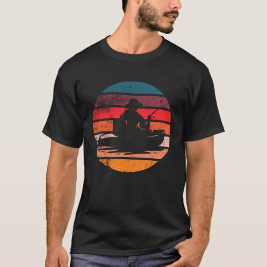 ヴィンテージサンセットフィッシングボート Tシャツ (正面)