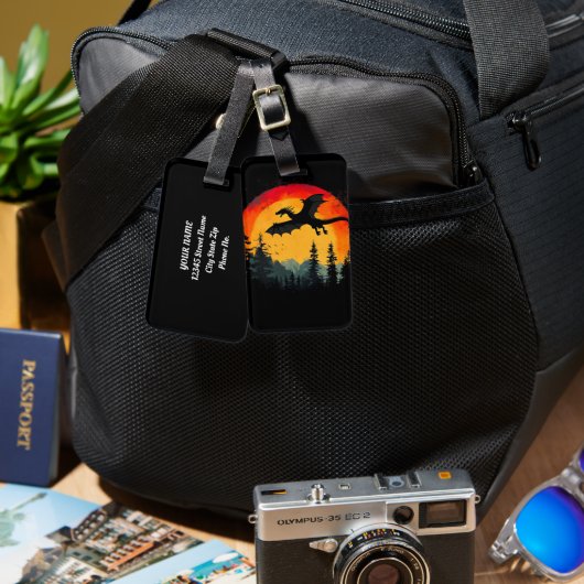 ヴィンテージサンセットフォレストドラゴン ラゲッジタグ (正面&裏面)