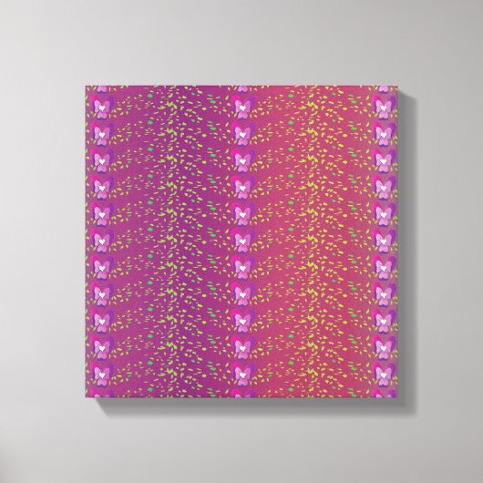 ヴィンテージサンセットフローラの壁紙パターン キャンバスプリント (正面)