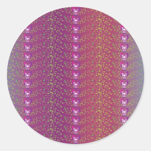 ヴィンテージサンセットフローラの壁紙パターン ラウンドシール (正面)