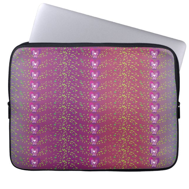 ヴィンテージサンセットフローラの壁紙パターン ラップトップスリーブ (正面)