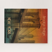 ヴィンテージサンセットブルックリンブリッジニューヨーク ジグソーパズル (横)