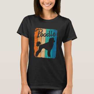 ヴィンテージサンセットプードルドッグペット犬のオーナー Tシャツ