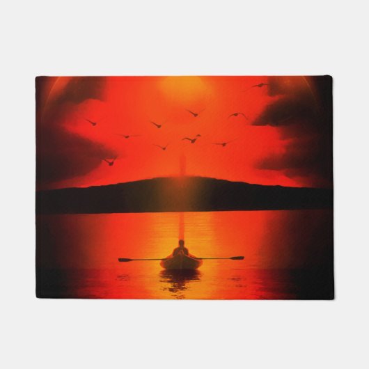 ヴィンテージサンセットホープ信仰ラブ勇気付けられる ドアマット (正面)