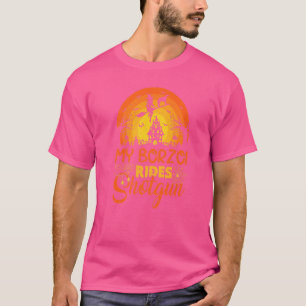 ヴィンテージサンセットマイボルゾイドッグライドショットガンハロウィー Tシャツ