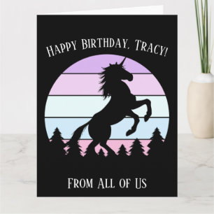 ヴィンテージサンセットユニコーン飼育名日付誕生日 カード