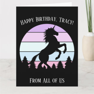 ヴィンテージサンセットユニコーン飼育名日付誕生日 カード