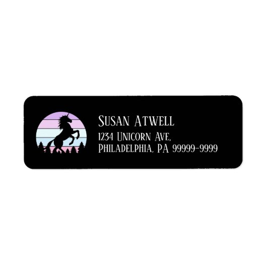 ヴィンテージサンセットユニコーン飼育差出人住所 ラベル (正面)