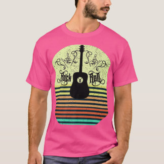 ヴィンテージサンセットロックアンドロール音楽ギタープレミアム Tシャツ