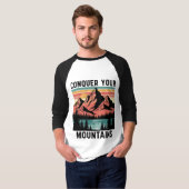 ヴィンテージサンセット山の風景イラスト Tシャツ (正面フル)
