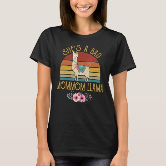 ヴィンテージサンセット彼女は悪いママLlama母 Tシャツ (正面)