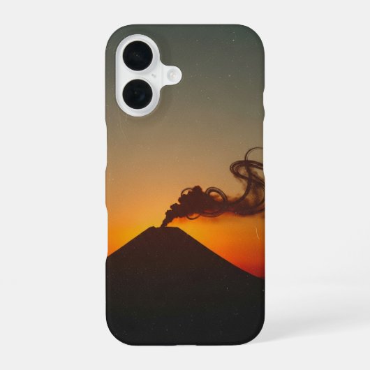 ヴィンテージサンセット火山 iPhone 16ケース (裏面)