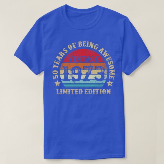 ヴィンテージサンセット1973年限定版50誕生日 Tシャツ (デザイン正面)