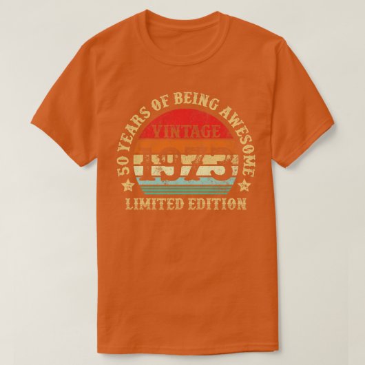 ヴィンテージサンセット1973年限定版50誕生日 Tシャツ (デザイン正面)