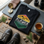 ヴィンテージサンセット アラスカ ネイチャー スシーンイラスト Tシャツ
