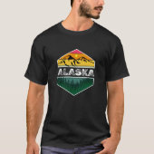 ヴィンテージサンセット アラスカ ネイチャー スシーンイラスト Tシャツ (正面)