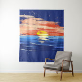 ヴィンテージサンセット | 青 黄 オレンジ フォト背景 タペストリー (インサイチュ)