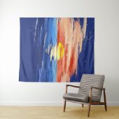 ヴィンテージサンセット | 青 黄 オレンジ フォト背景 タペストリー (インサイチュ(横))