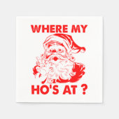 ヴィンテージサンタおもしろいクリスマス | どこに行くの? スタンダードカクテルナプキン (正面)