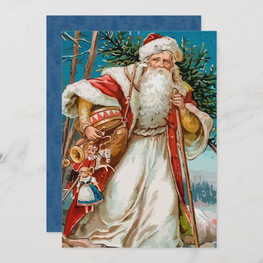 ヴィンテージサンタおもちゃつきパーティー 招待状 (正面/裏面)