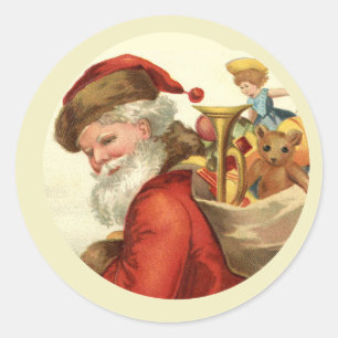 ヴィンテージサンタおもちゃクリスマスカードエンベロープ ラウンドシール