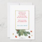 ヴィンテージサンタおやつと雪に覆われた松 シーズンカード (裏面)