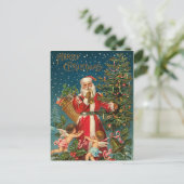 ヴィンテージサンタおよびクリスマスツリー シーズンポストカード (スタンド正面)