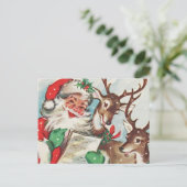 ヴィンテージサンタおよびトナカイ シーズンポストカード (スタンド正面)