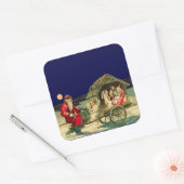 ヴィンテージサンタおよび出生場面 スクエアシール (封筒)