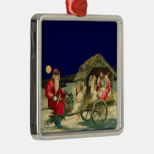ヴィンテージサンタおよび出生場面 メタルオーナメント (右)