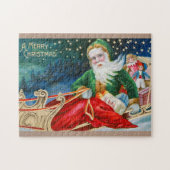 ヴィンテージサンタがそりのメリークリスマス ジグソーパズル (横)