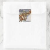 ヴィンテージサンタがトナカイを背負った男 スクエアシール (バッグ)