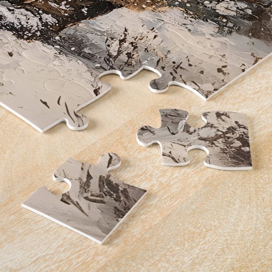 ヴィンテージサンタがトナカイを食絵を描べる ジグソーパズル (側面)