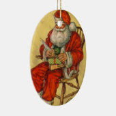 ヴィンテージサンタが彼のリストをチェックオーナメント セラミックオーナメント (右)