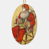 ヴィンテージサンタが彼のリストをチェックオーナメント セラミックオーナメント (左)