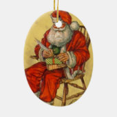 ヴィンテージサンタが彼のリストをチェックオーナメント セラミックオーナメント (裏面)