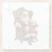 ヴィンテージサンタが心地よい椅子に座るクリスマス ガラスコースター (裏面)