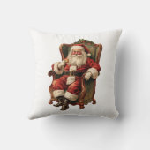 ヴィンテージサンタが心地よい椅子に座るクリスマス クッション (裏面)