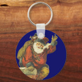 ヴィンテージサンタが煙突を下る キーホルダー (正面)