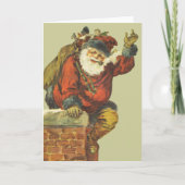 ヴィンテージサンタが煙突を下る シーズンカード (正面)