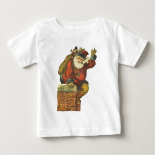ヴィンテージサンタが煙突を下る ベビーTシャツ