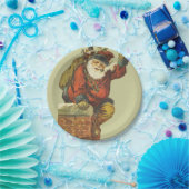 ヴィンテージサンタが煙突を下る ペーパープレート (パーティー)