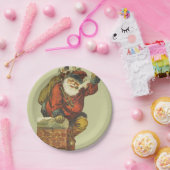 ヴィンテージサンタが煙突を下る ペーパープレート (パーティー)