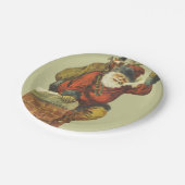 ヴィンテージサンタが煙突を下る ペーパープレート (アングル)