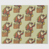 ヴィンテージサンタが煙突を下る ラッピングペーパー (フラット)