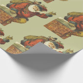 ヴィンテージサンタが煙突を下る ラッピングペーパー (角)