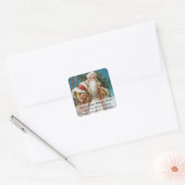 ヴィンテージサンタが玩具と木の住所 シール (封筒)