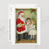 ヴィンテージサンタが贈り物を シーズンポストカード (正面/裏面)