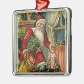 ヴィンテージサンタが贈り物を メタルオーナメント (左)