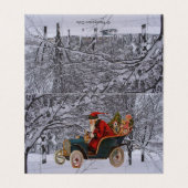 ヴィンテージサンタが雪景色モダンのカードでドライブ (外部フラット)